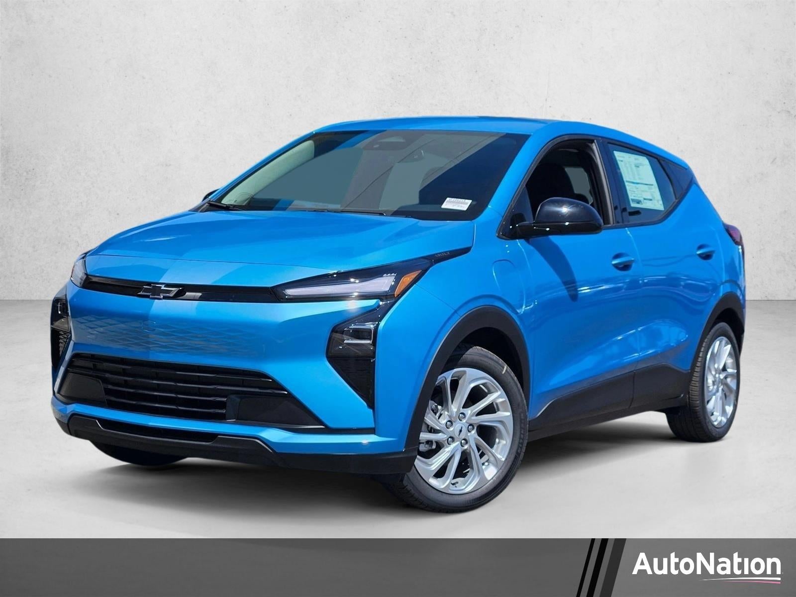 2027 Chevrolet Bolt LT in Marina Blue Metallic — front three-quarter view